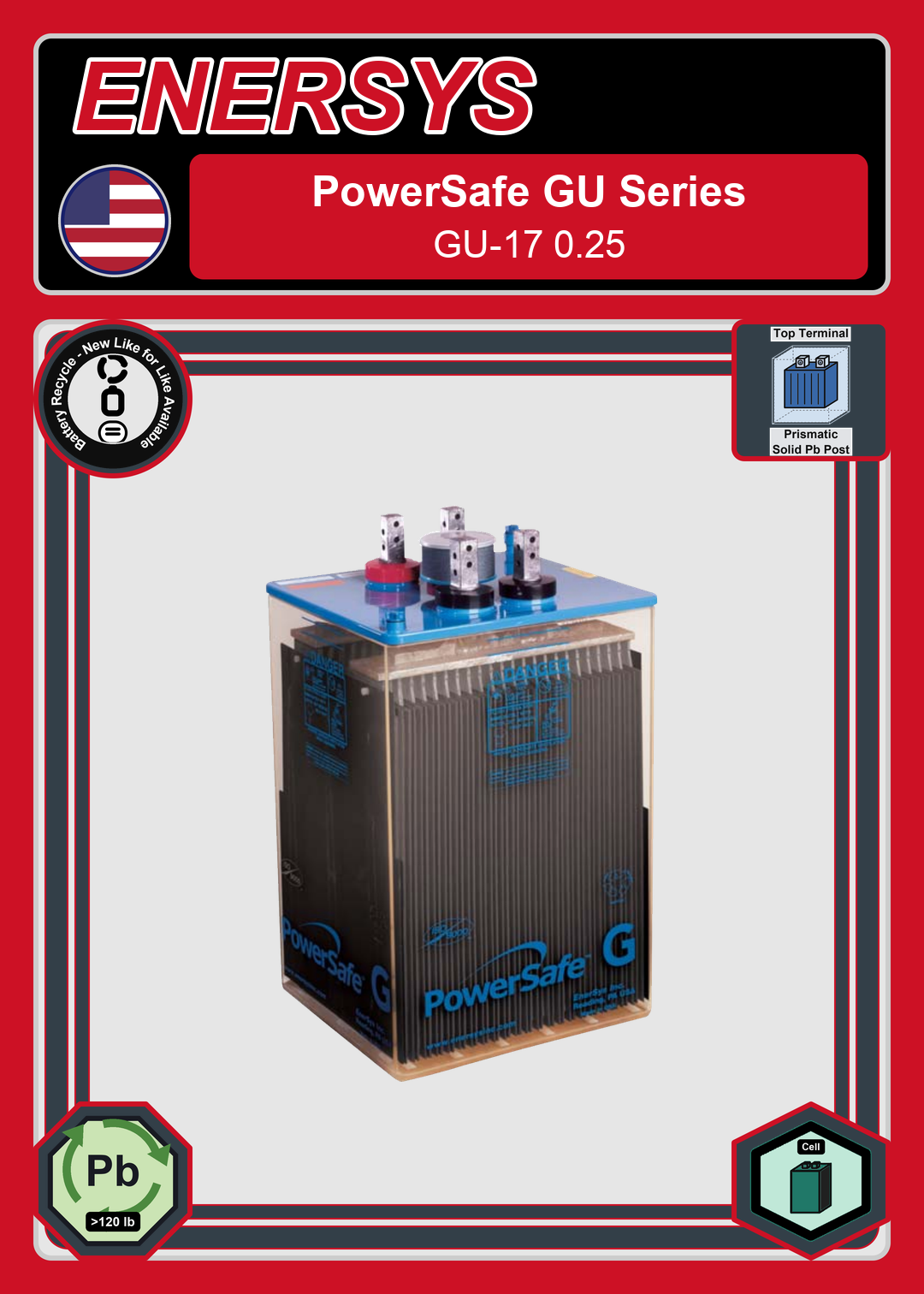 Battery Recycle Enersys PowerSafe GU 17 0 25