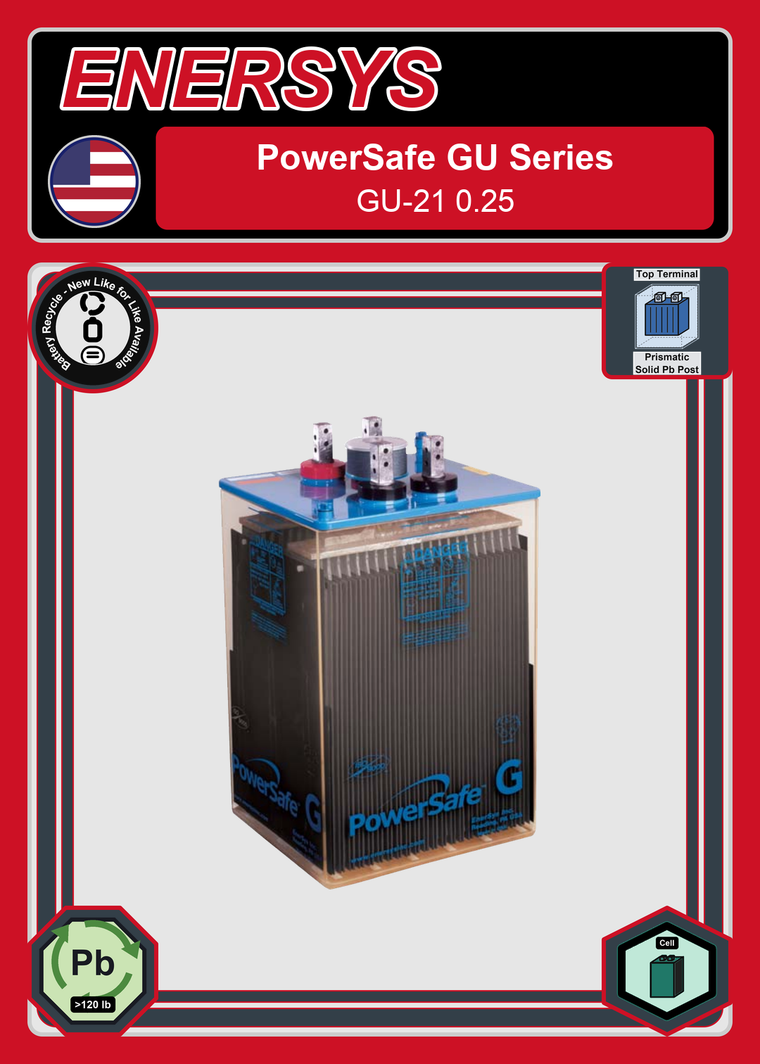 Battery Recycle Enersys PowerSafe GU 21 0 25
