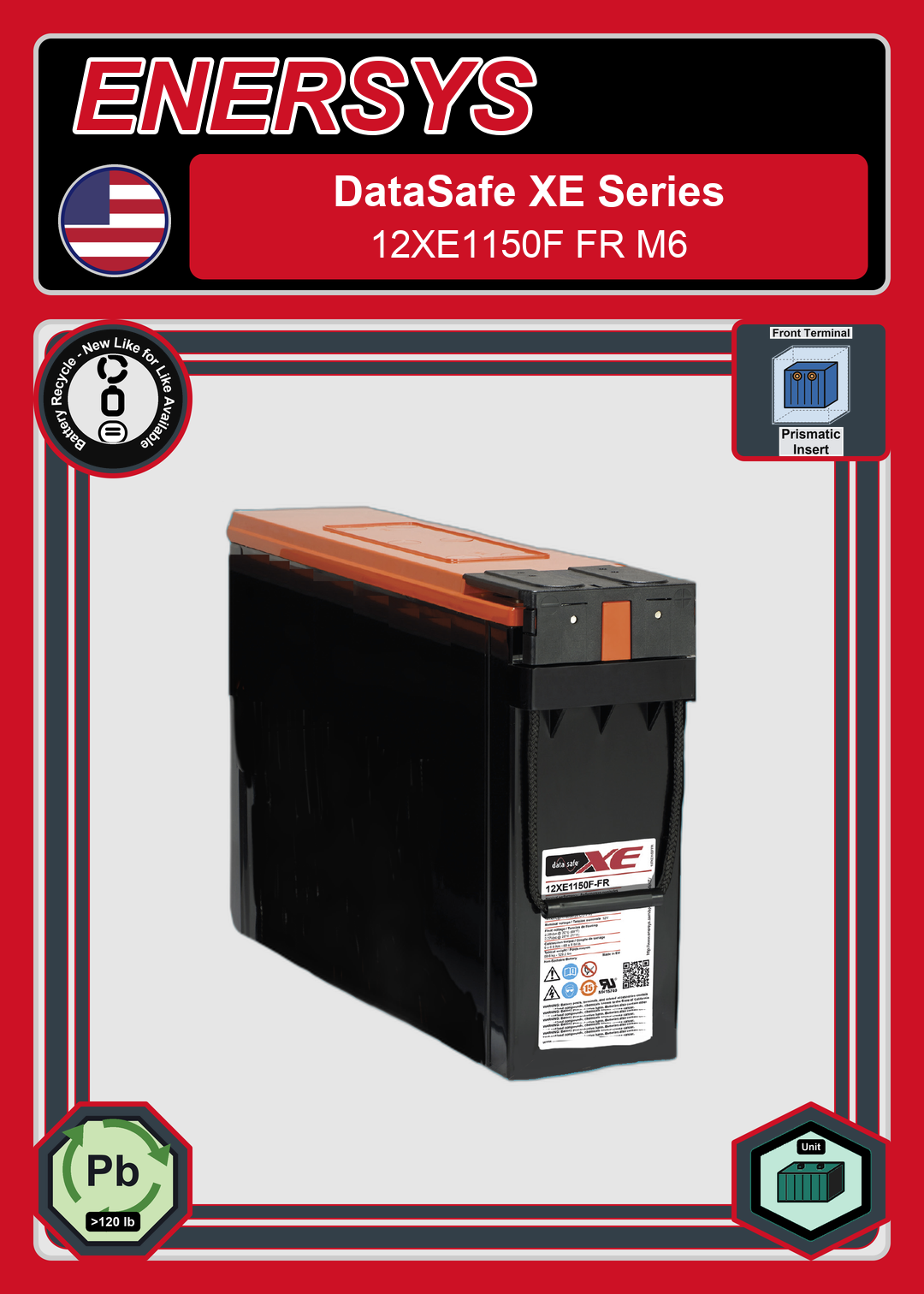 Battery Recycle Enersys DataSafe XE Series 12XE1150F FR M6