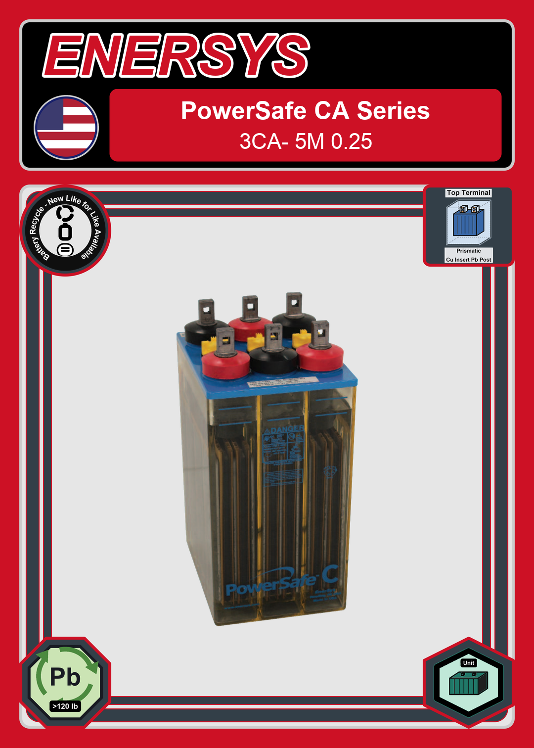 Battery Recycle Enersys PowerSafe CA Series 3CA 5M 0 25