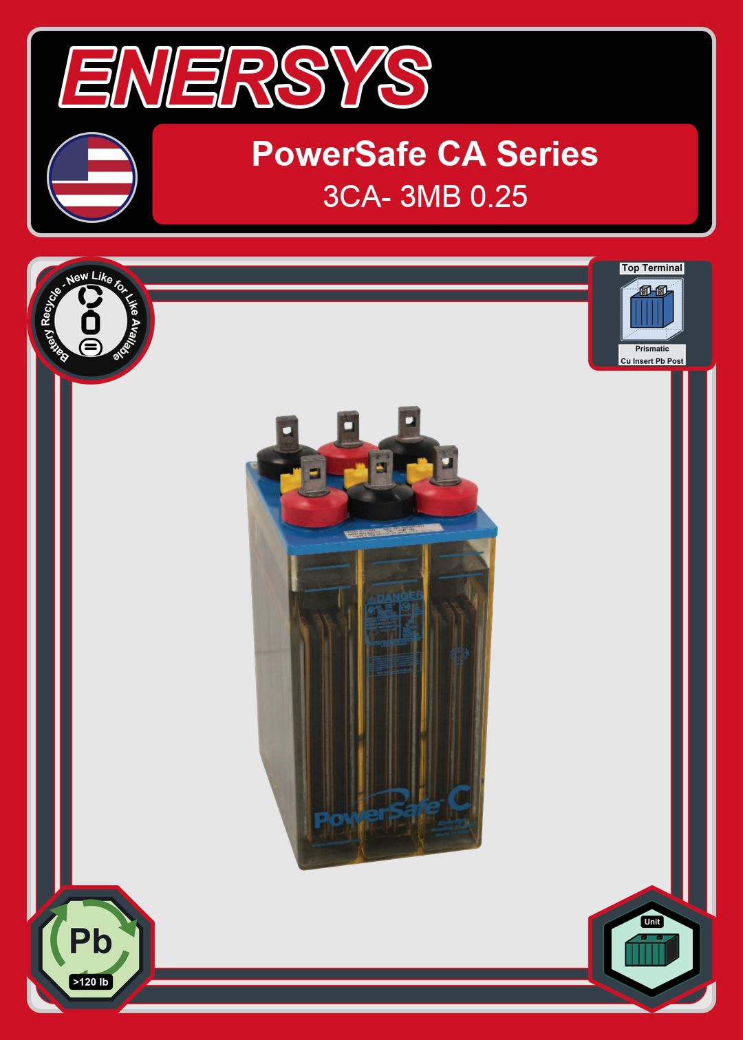 Battery Recycle Enersys PowerSafe CA Series 3CA 3MB 0 25