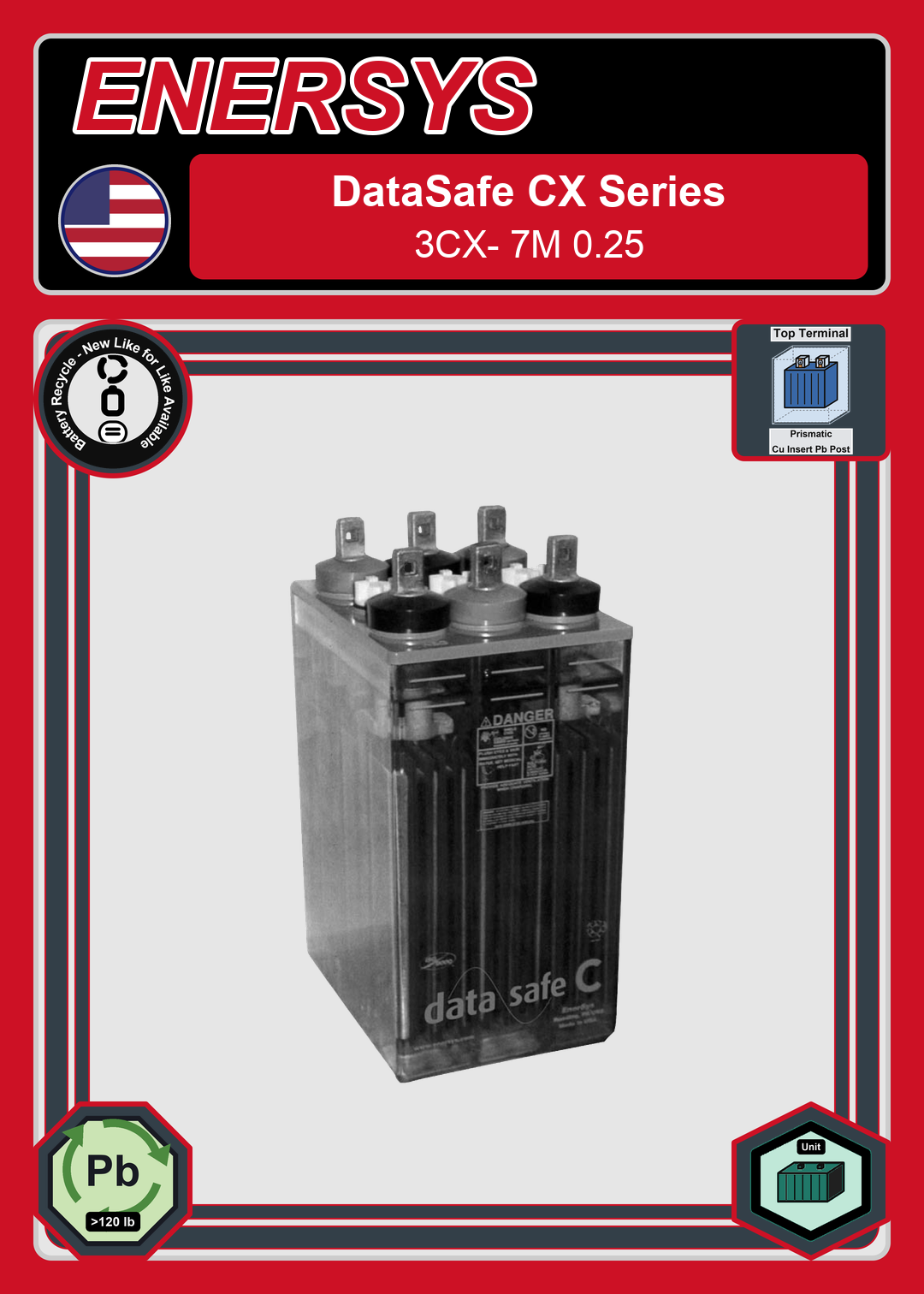 Battery Recycle Enersys DataSafe CX Series 3CX 7M 0 25