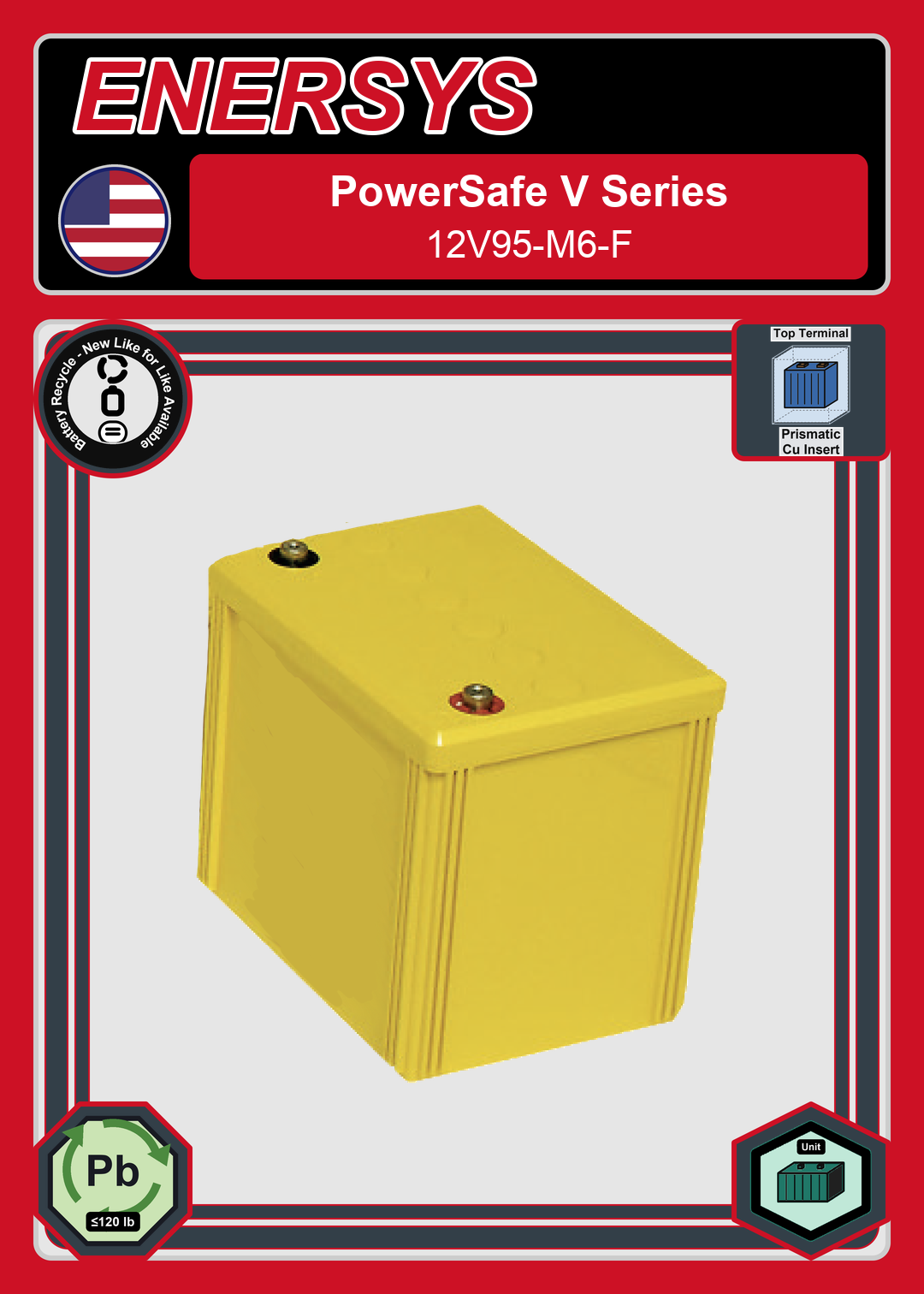 Battery Recycle Enersys PowerSafe V Series 12V95 M6 F