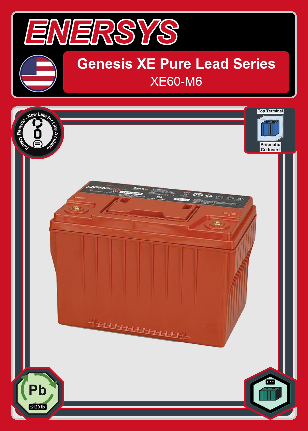 Battery Recycle Enersys Genesis Pure Lead Series XE60 M6