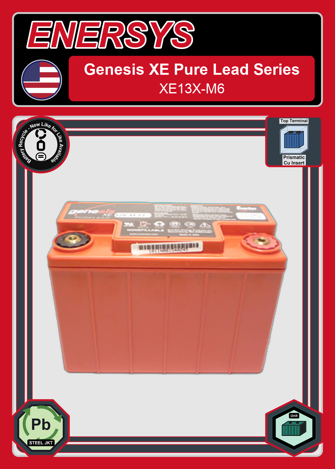 Battery Recycle Enersys Genesis Pure Lead Series XE13X M6