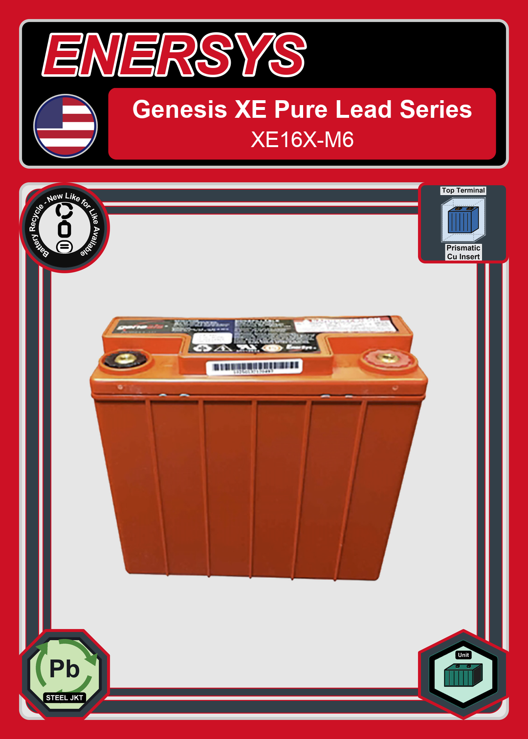 Battery Recycle Enersys Genesis Pure Lead Series XE16X M6