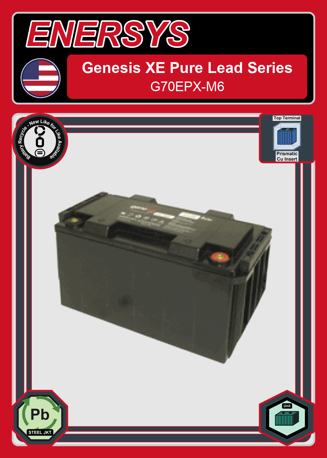 Battery Recycle Enersys Genesis Pure Lead Series G70EPX M6