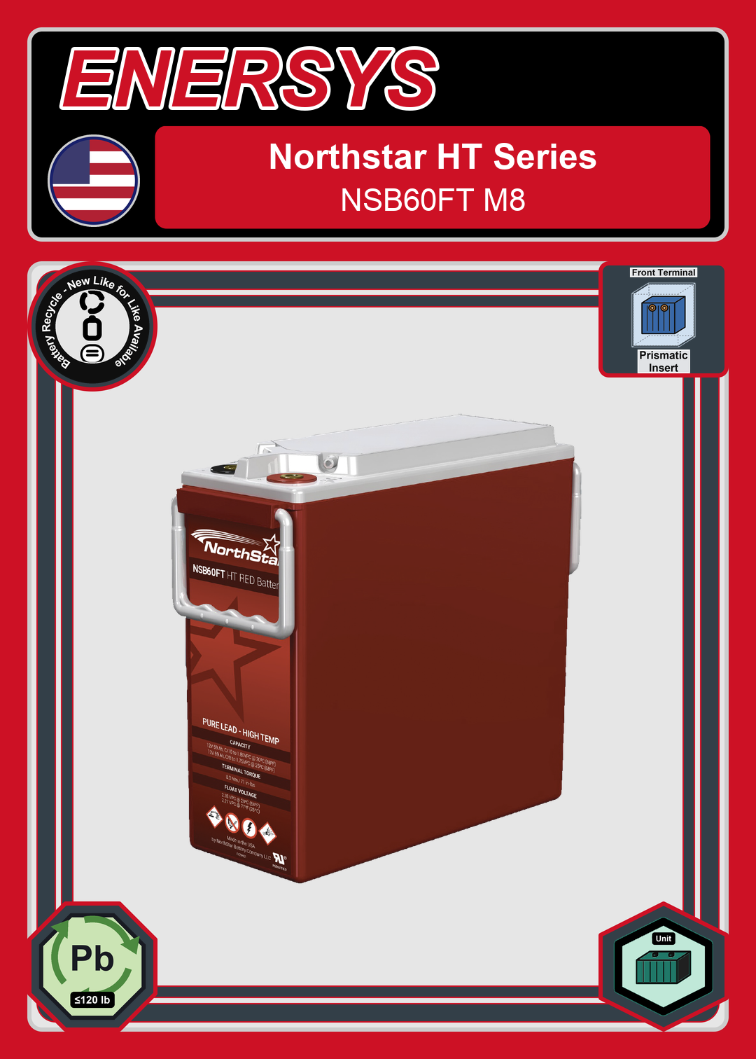 Battery Recycle Northstar HT Red Series NSB60FT M8