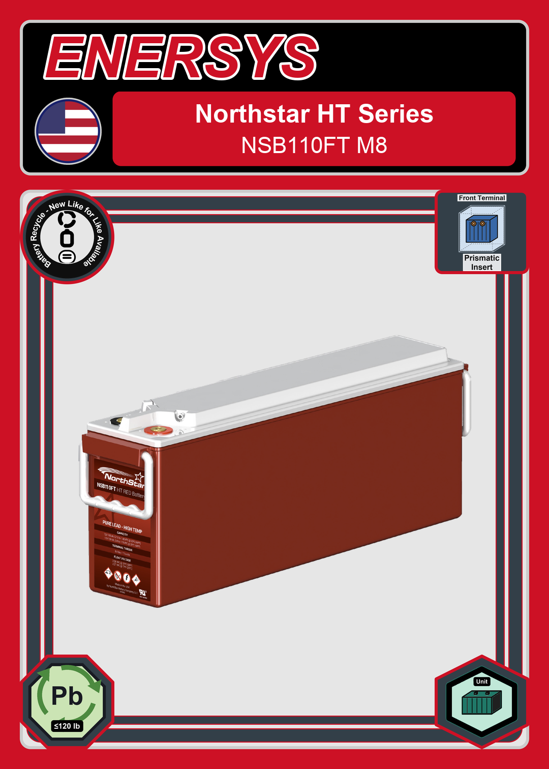 Battery Recycle Northstar HT Red Series NSB110FT M8