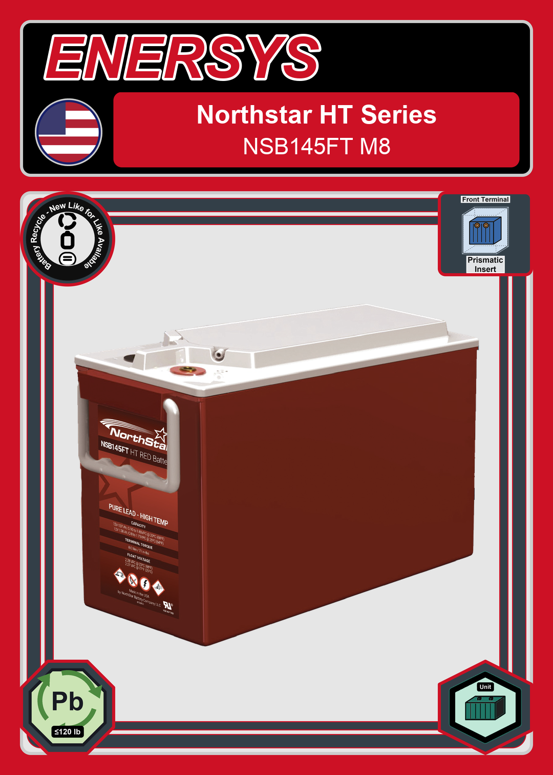 Battery Recycle Northstar HT Red Series NSB145FT M8