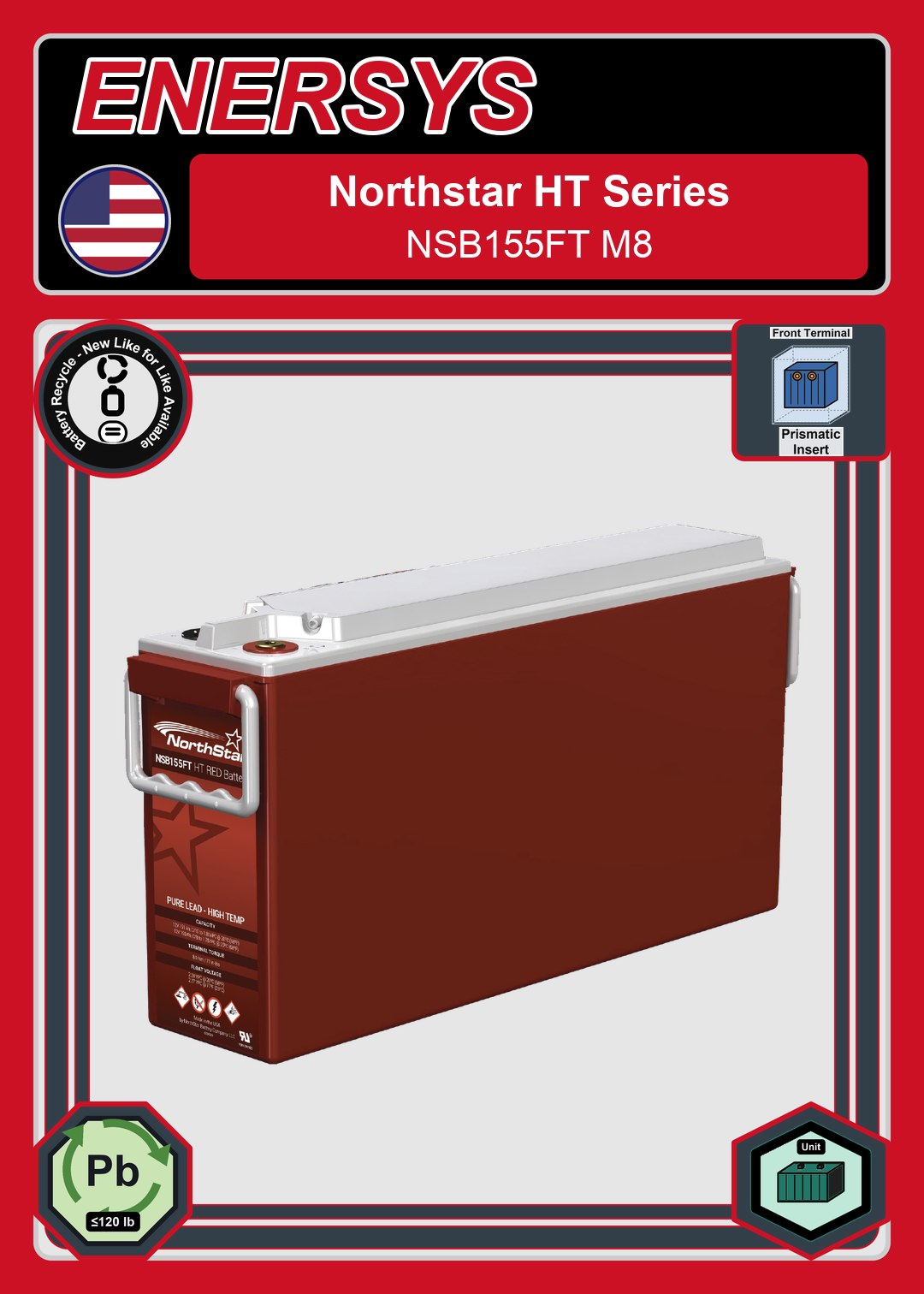 Battery Recycle Northstar HT Red Series NSB155FT M8