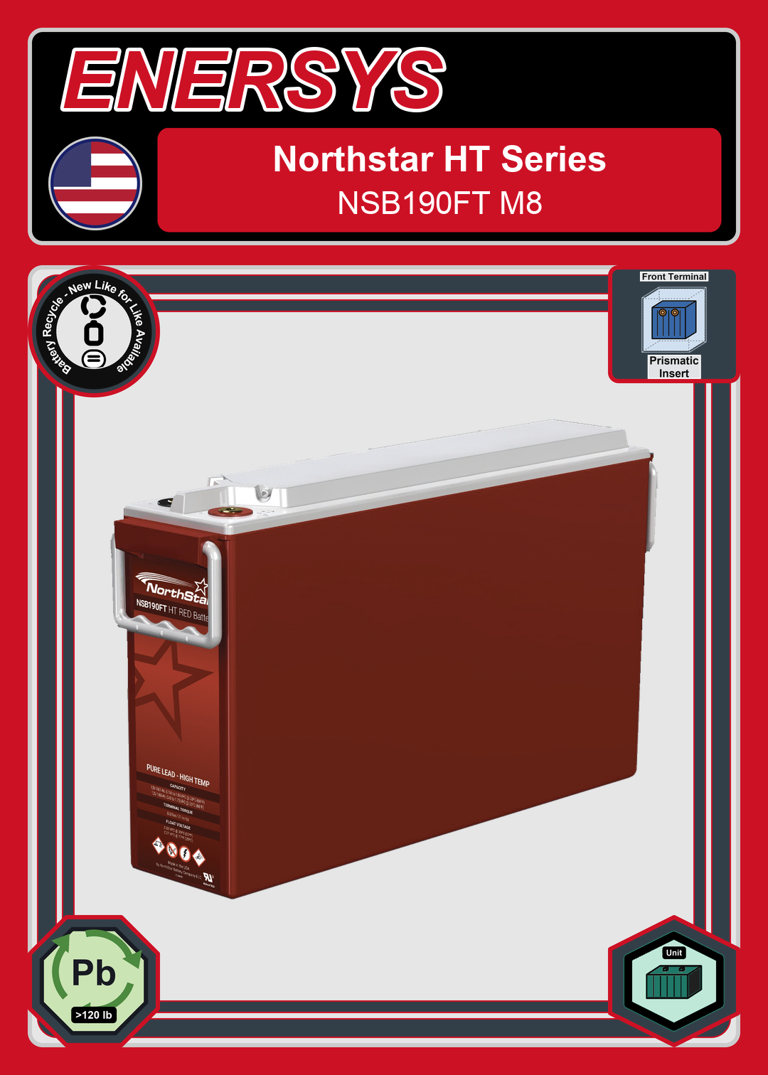 Battery Recycle Northstar HT Red Series NSB190FT M8