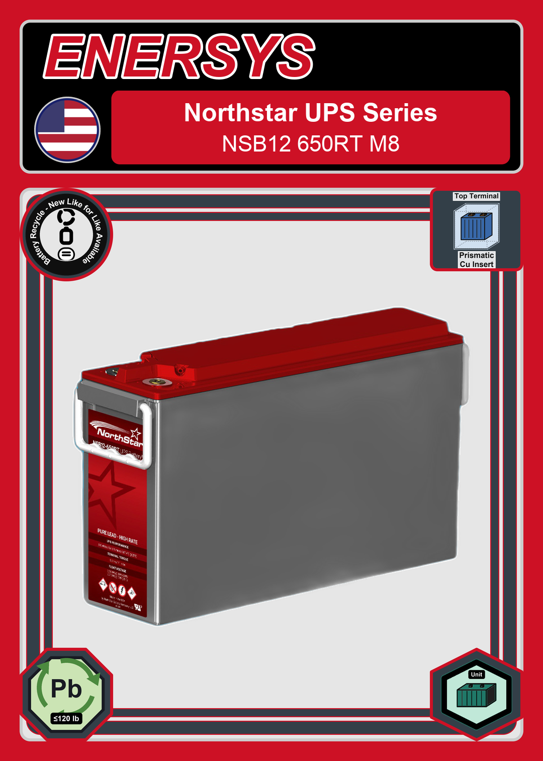 Battery Recycle Northstar UPS Series NSB12 650RT M8
