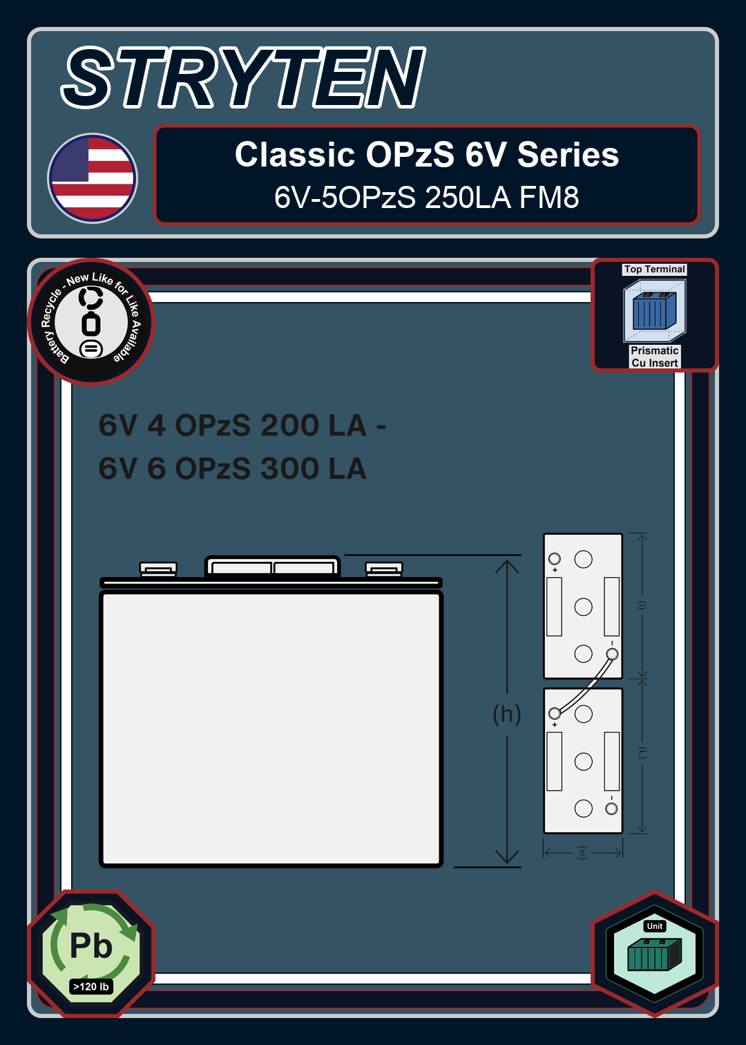 Battery Recycle Exide Battery Classic OPzS 6V 5OPzS 250LA FM8