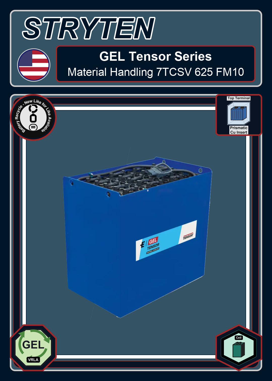 Battery Recycle Exide Battery GEL Tensor Material Handling 7TCSV 625 FM10