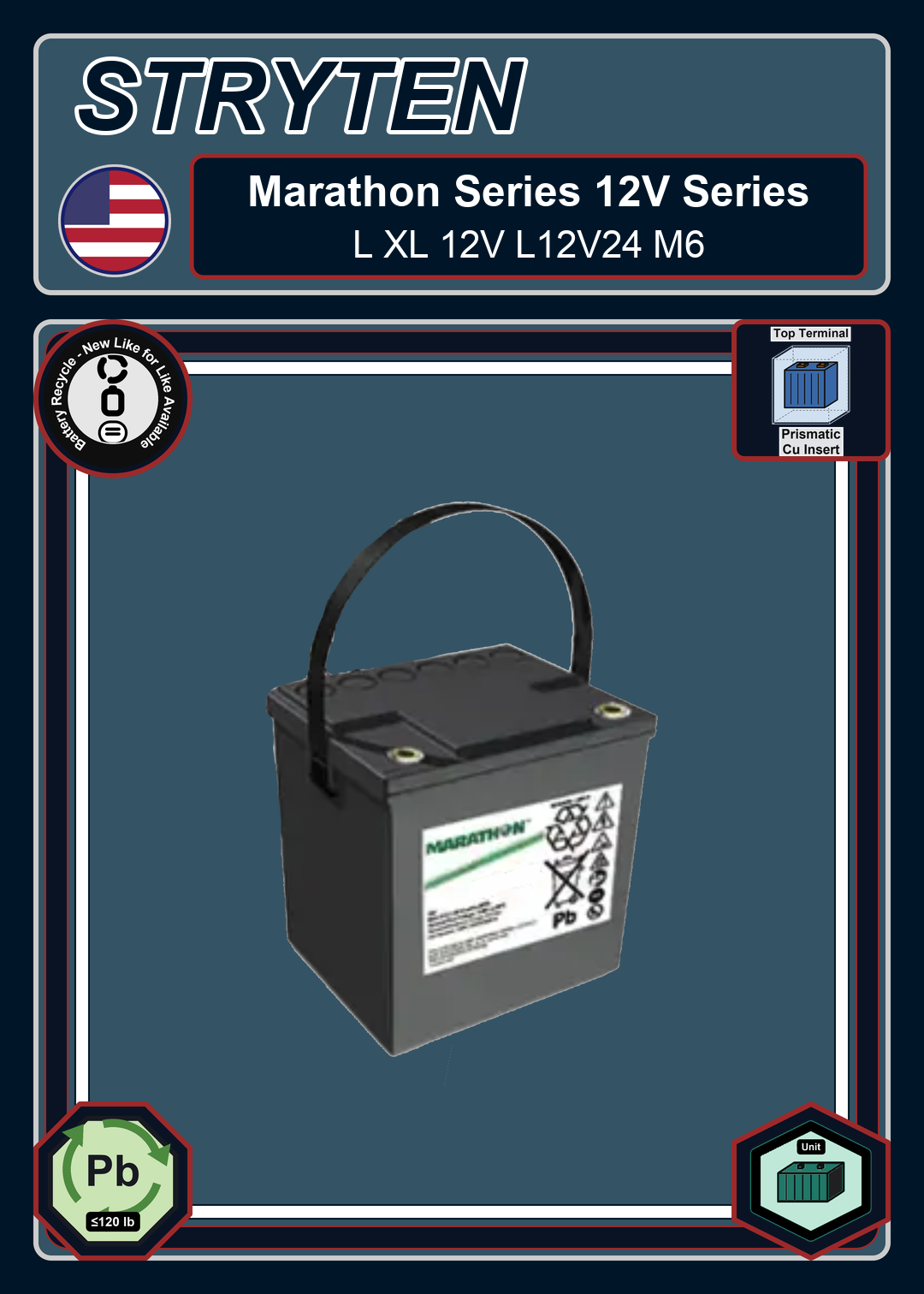 Battery Recycle Exide Battery Marathon L XL 12V L12V24 M6