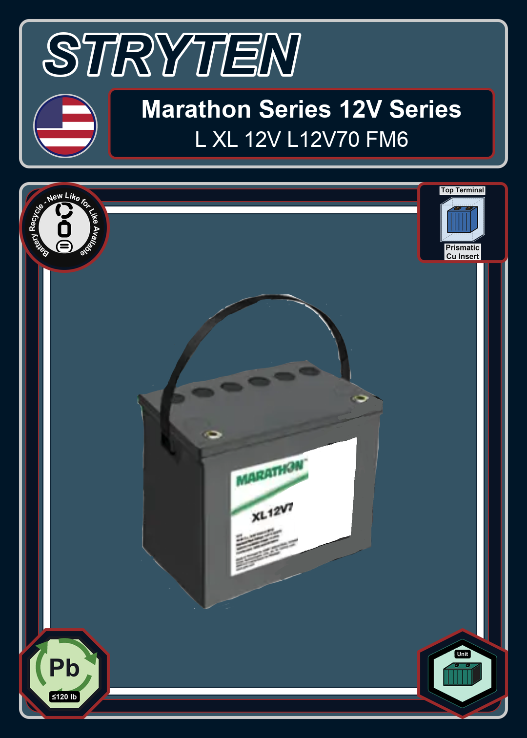 Battery Recycle Exide Battery Marathon L XL 12V L12V70 FM6