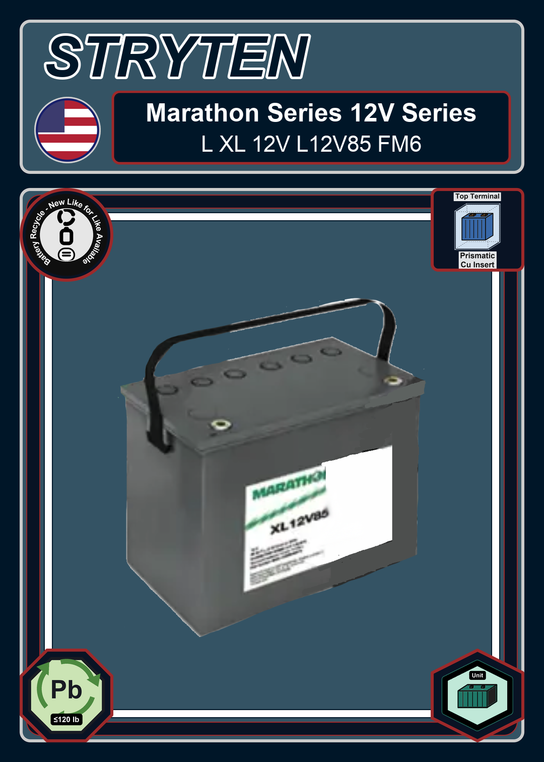 Battery Recycle Exide Battery Marathon L XL 12V L12V85 FM6