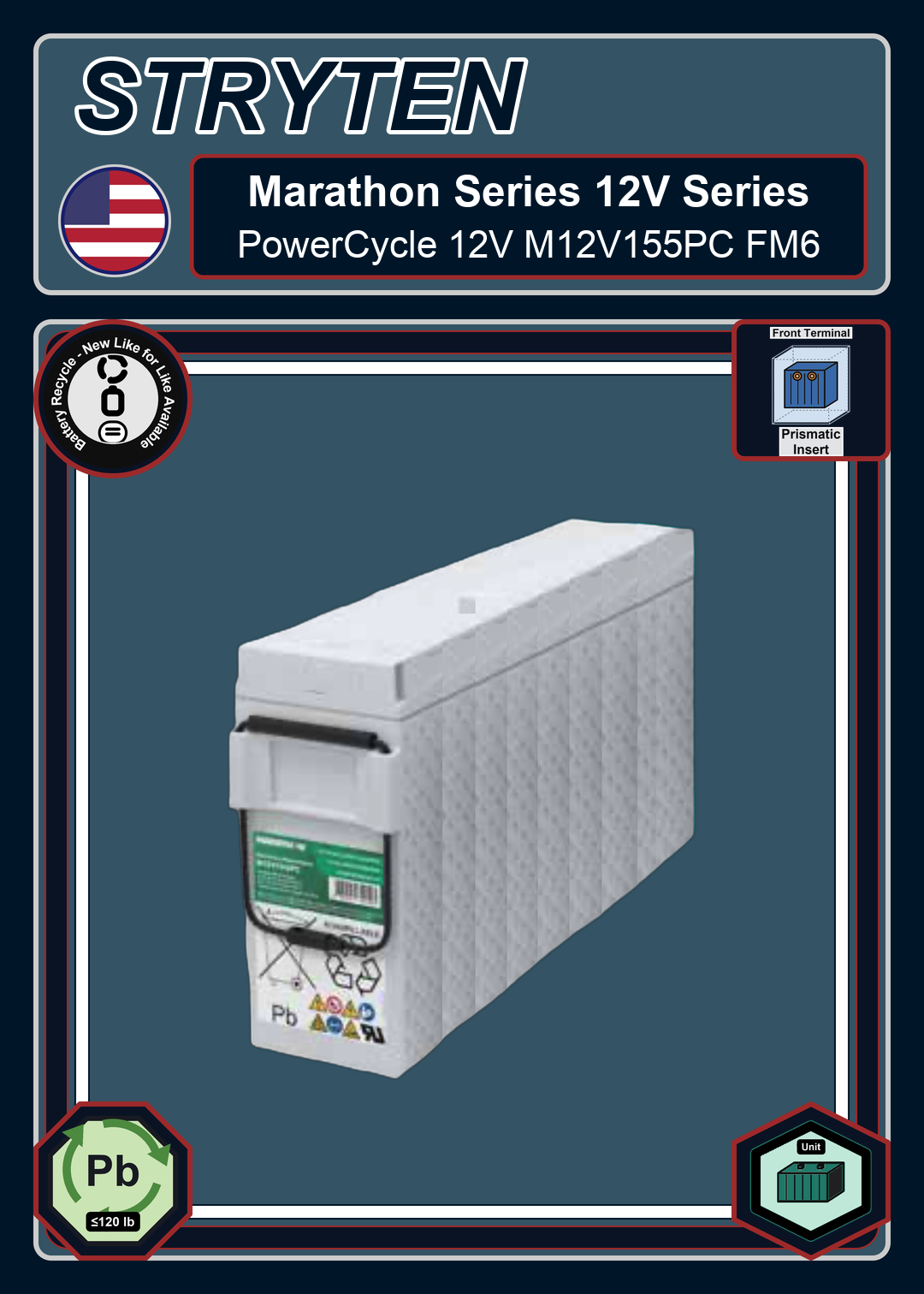 Battery Recycle Exide Battery Marathon PowerCycle 12V M12V155PC FM6