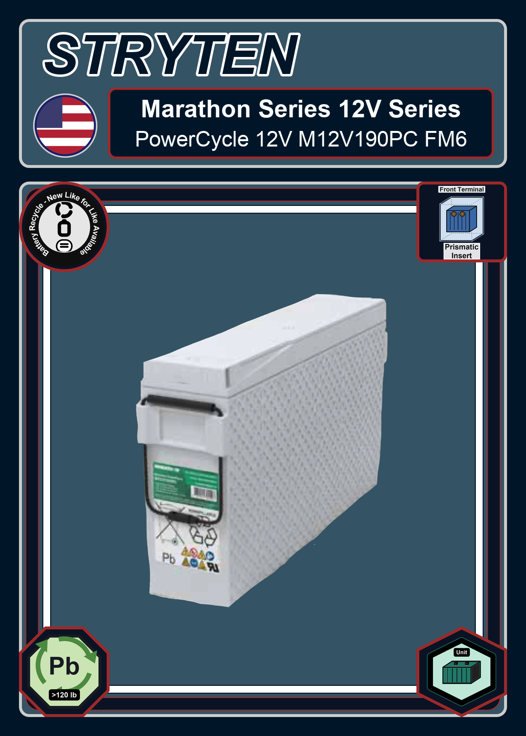 Battery Recycle Exide Battery Marathon PowerCycle 12V M12V190PC FM6