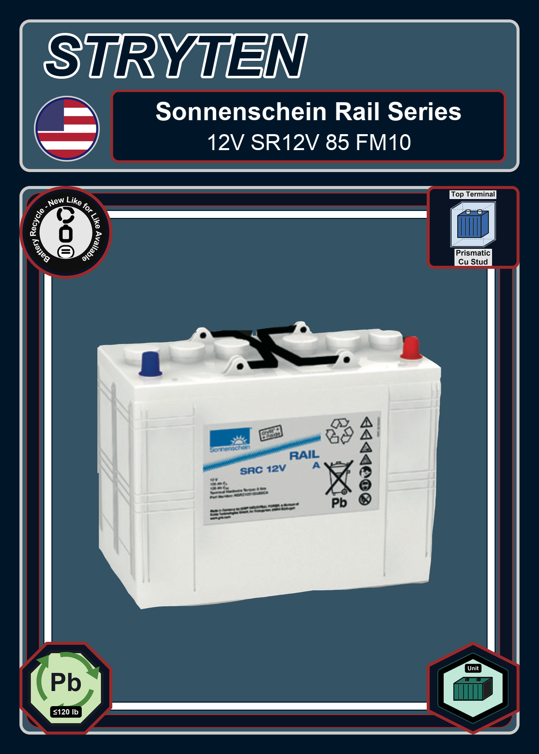 Battery Recycle Exide Battery Sonnenschein Rail 12V SR12V 85 FM10
