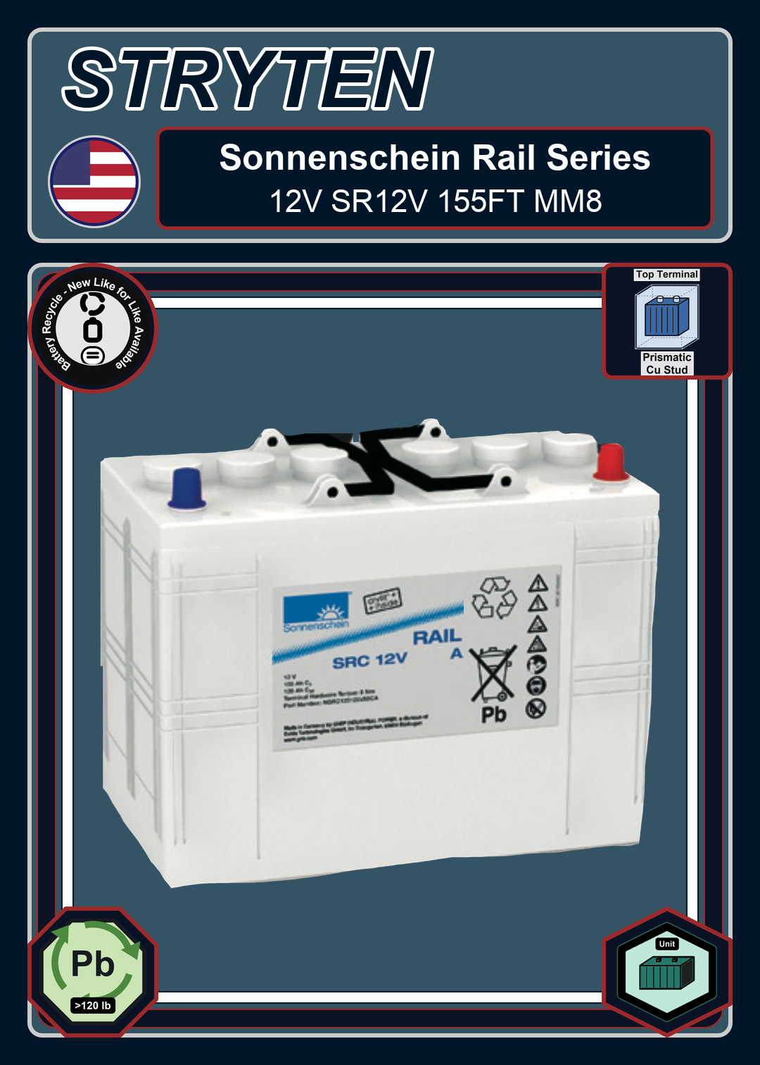 Battery Recycle Exide Battery Sonnenschein Rail 12V SR12V 155FT MM8