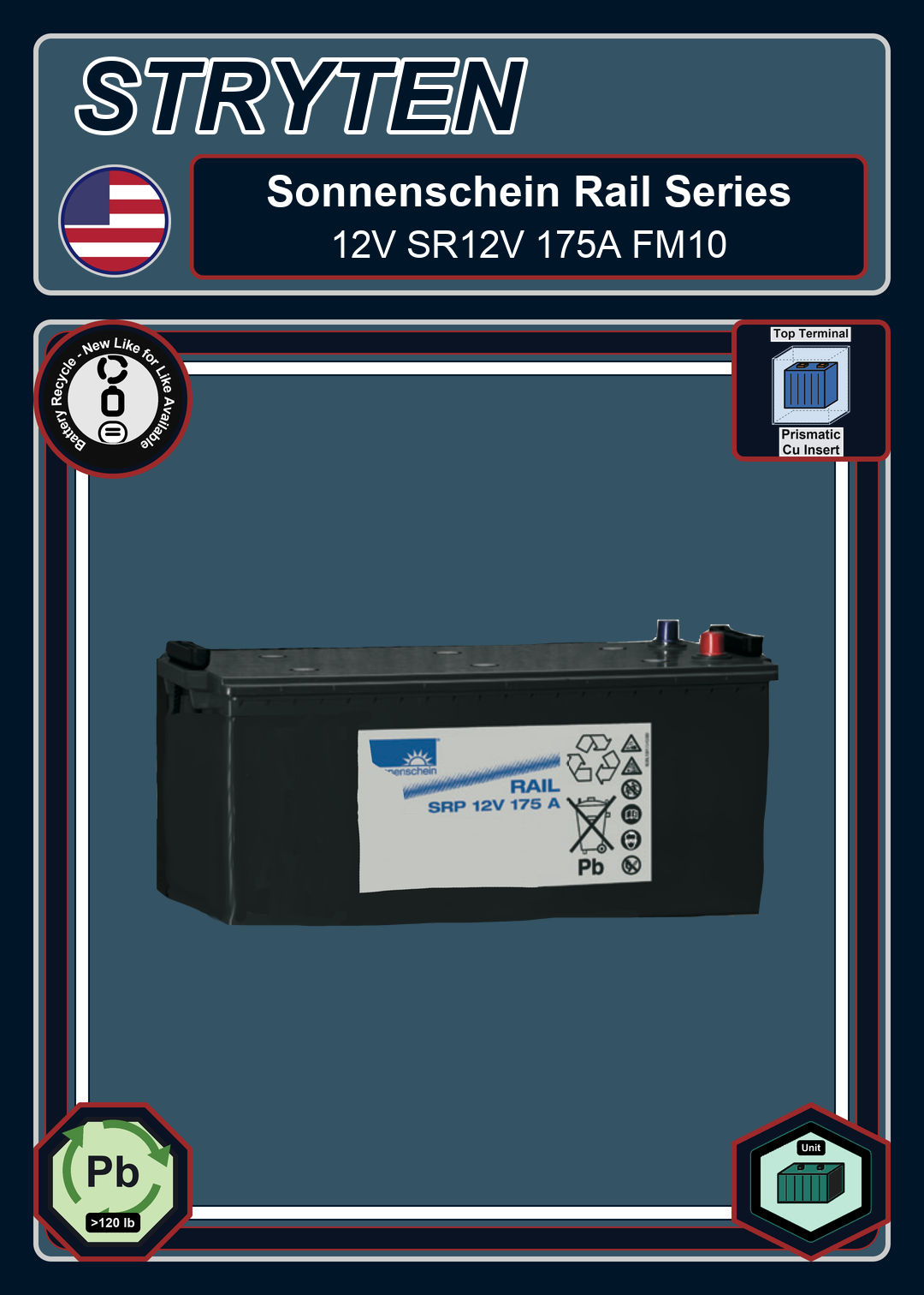 Battery Recycle Exide Battery Sonnenschein Rail 12V SR12V 175A FM10