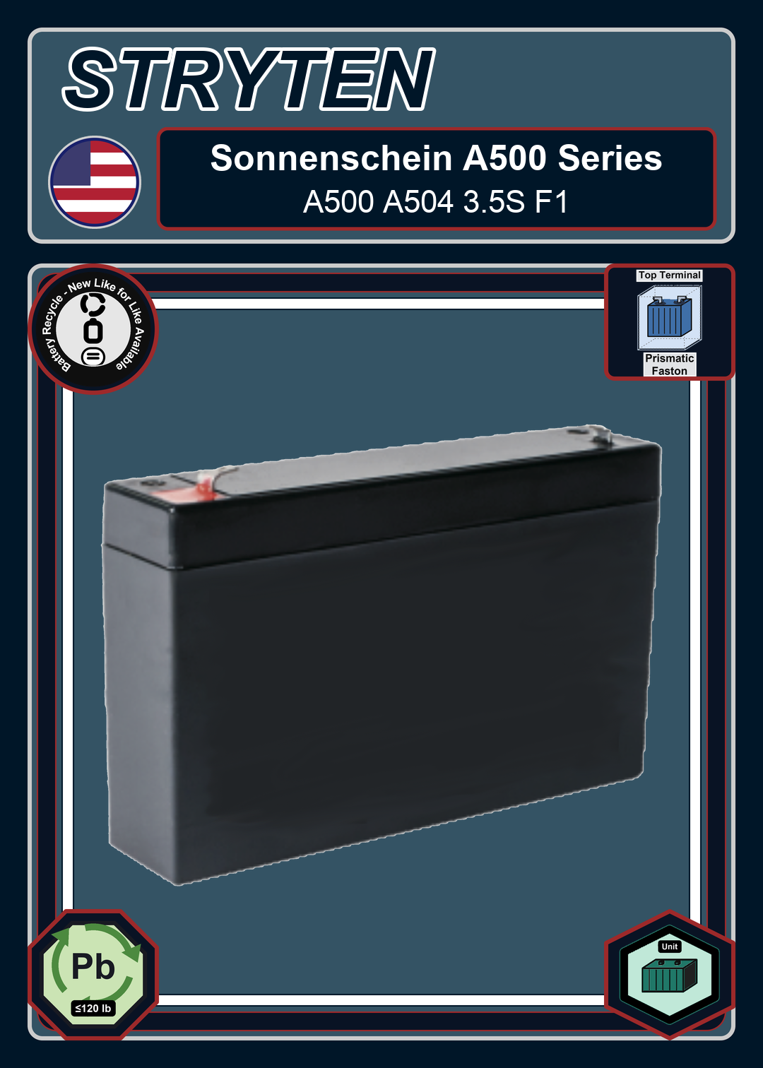Battery Recycle Exide Battery Sonnenschein A500 A504 3 5S F1