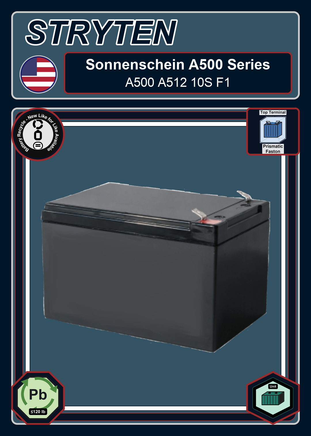 Battery Recycle Exide Battery Sonnenschein A500 A512 10S F1