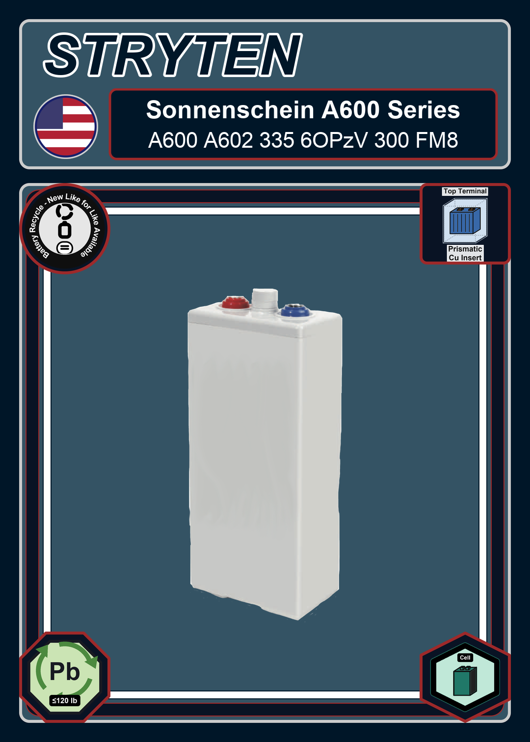Battery Recycle Exide Battery Sonnenschein A600 A602 335 6OPzV 300 FM8