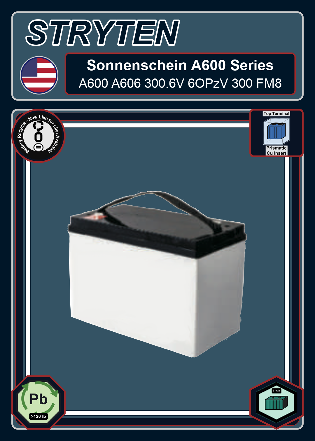 Battery Recycle Exide Battery Sonnenschein A600 A606 300 6V 6OPzV 300 FM8