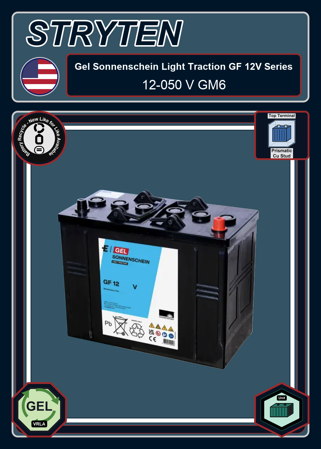 Battery Recycle Exide Battery Gel Sonnenschein Light Traction GF 12 050 V GM6