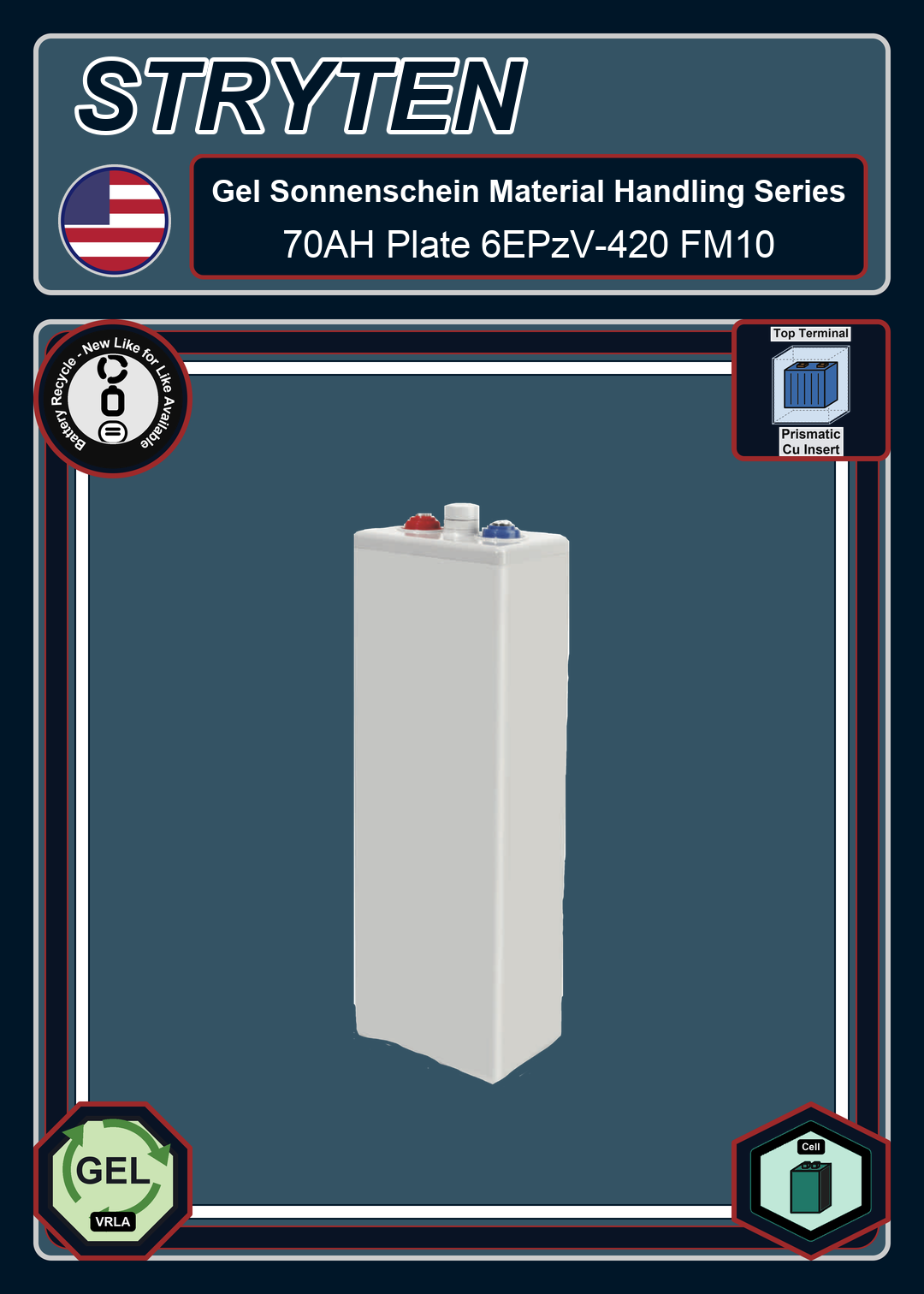 Battery Recycle Exide Battery Gel Sonnenschein Material Handling 70AH Plate 6EPzV 420 FM10