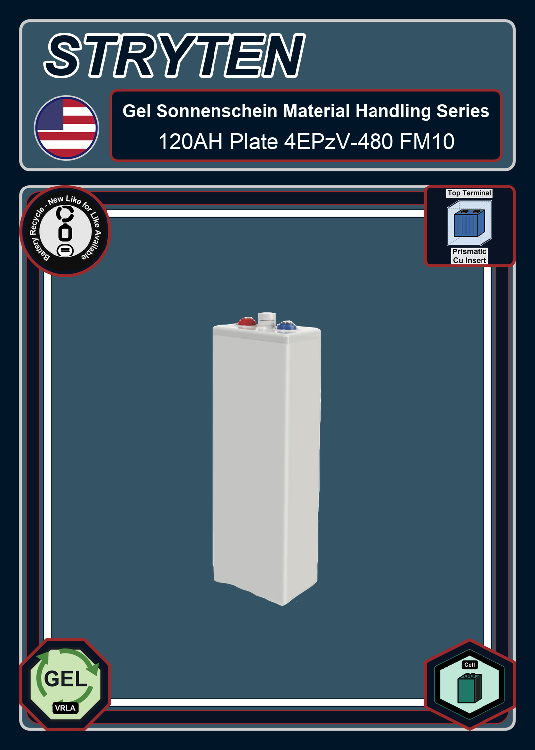 Battery Recycle Exide Battery Gel Sonnenschein Material Handling 120AH Plate 4EPzV 480 FM10