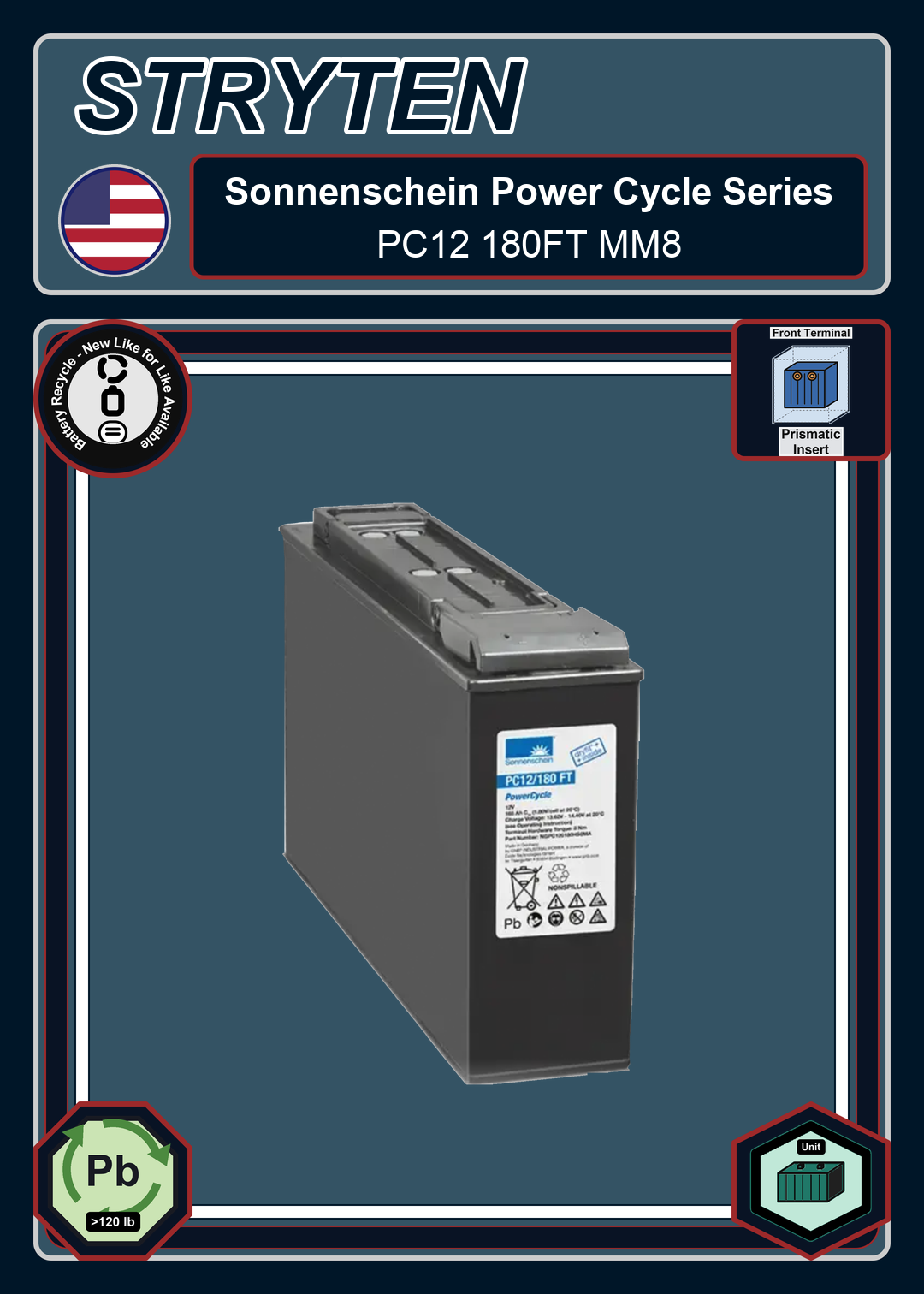 Battery Recycle Exide Battery Sonnenschein PowerCycle PC12 180FT MM8