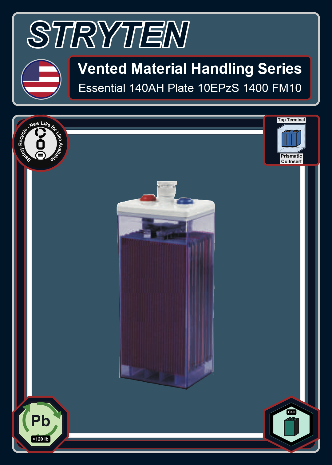 Battery Recycle Exide Battery Vented Material Handling Essential 140AH Plate 10EPzS 1400 FM10