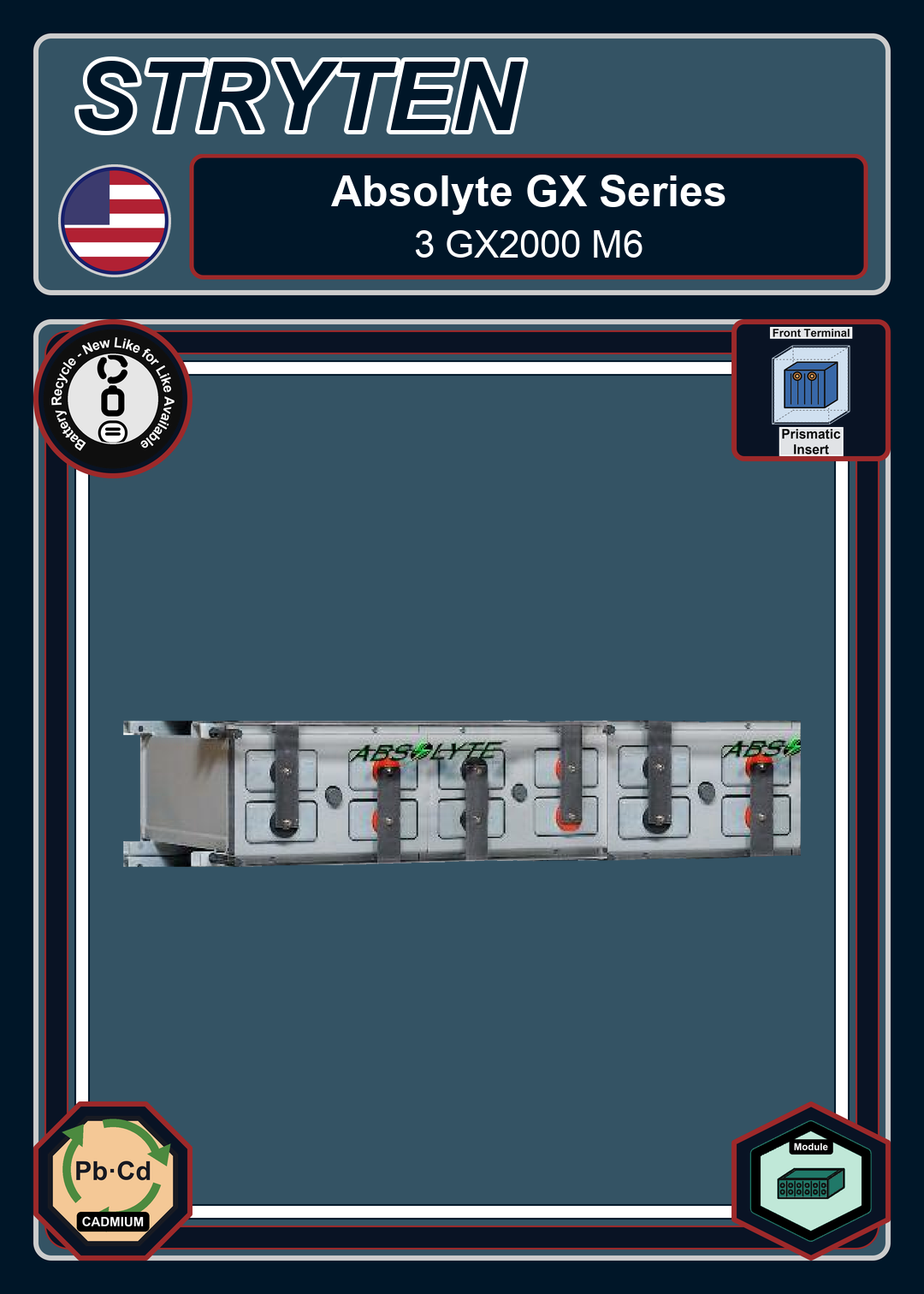 Battery Recycle EXide GNB Absolyte GX Series 3 GX2000 M6