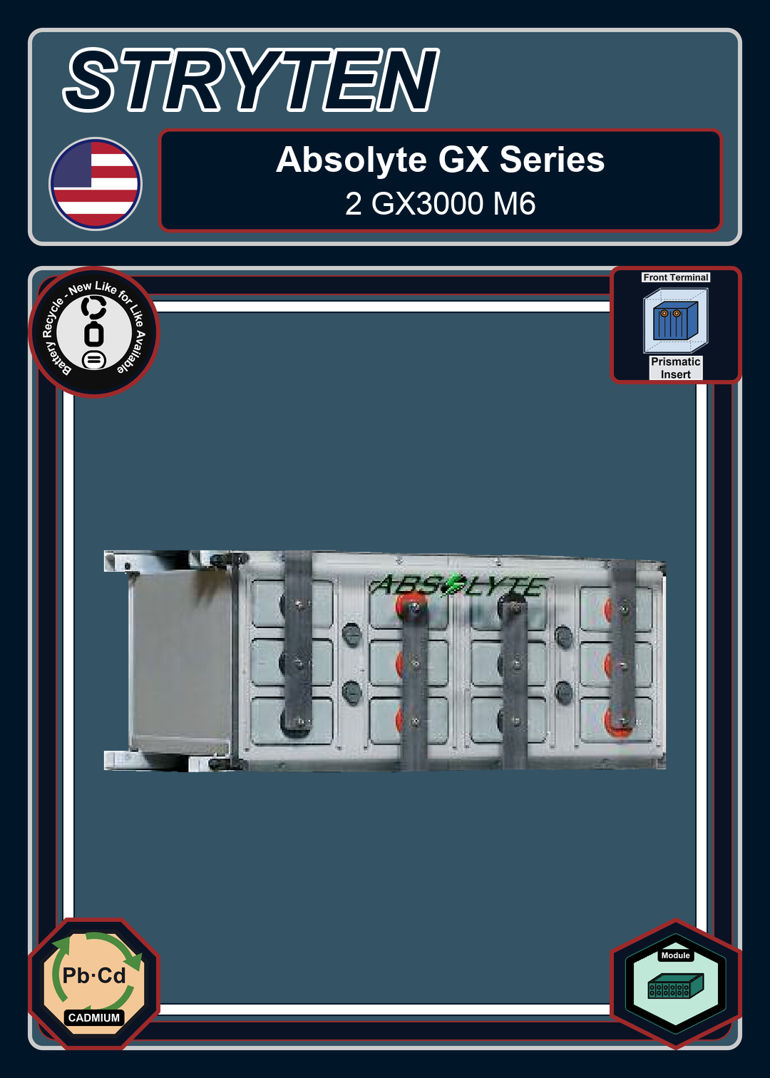 Battery Recycle EXide GNB Absolyte GX Series 2 GX3000 M6