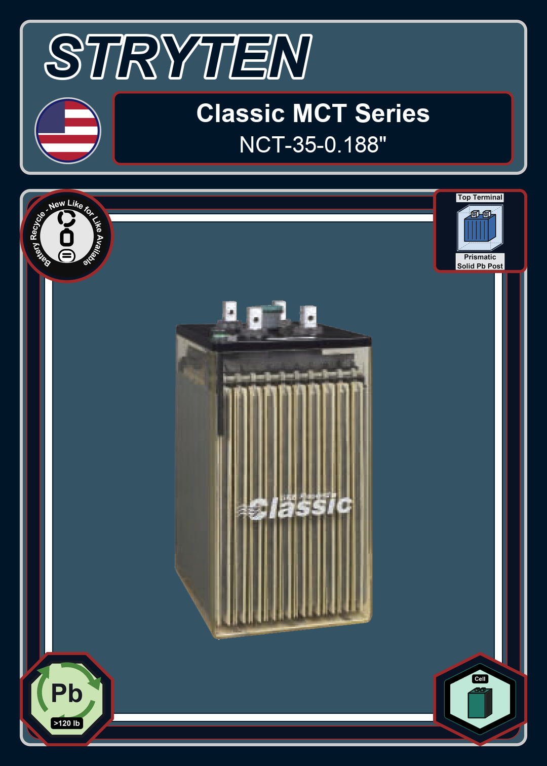 Battery Recycle Exide GNB Classic Series NCT 35 0 188