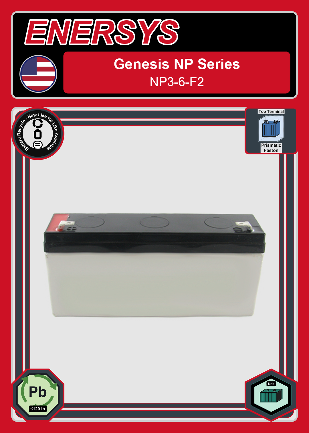 Battery Recycle Enersys Genesis NP Series NP3 6 F2