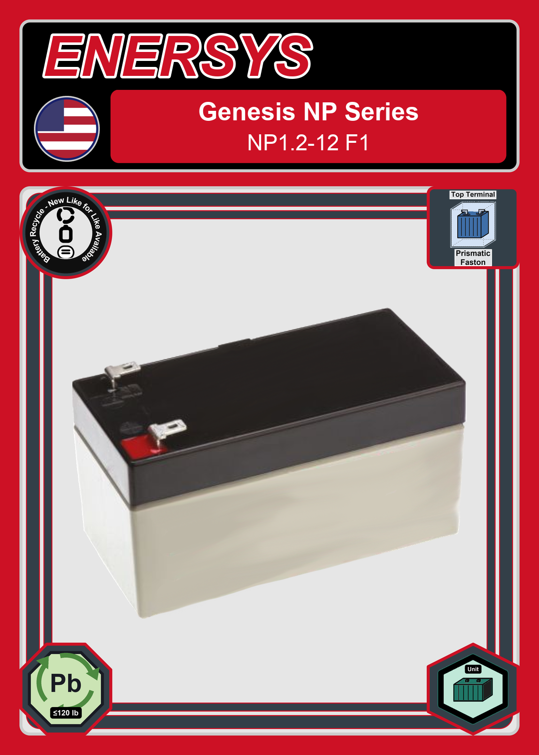 Battery Recycle Enersys Genesis NP Series NP1 2 12 F1