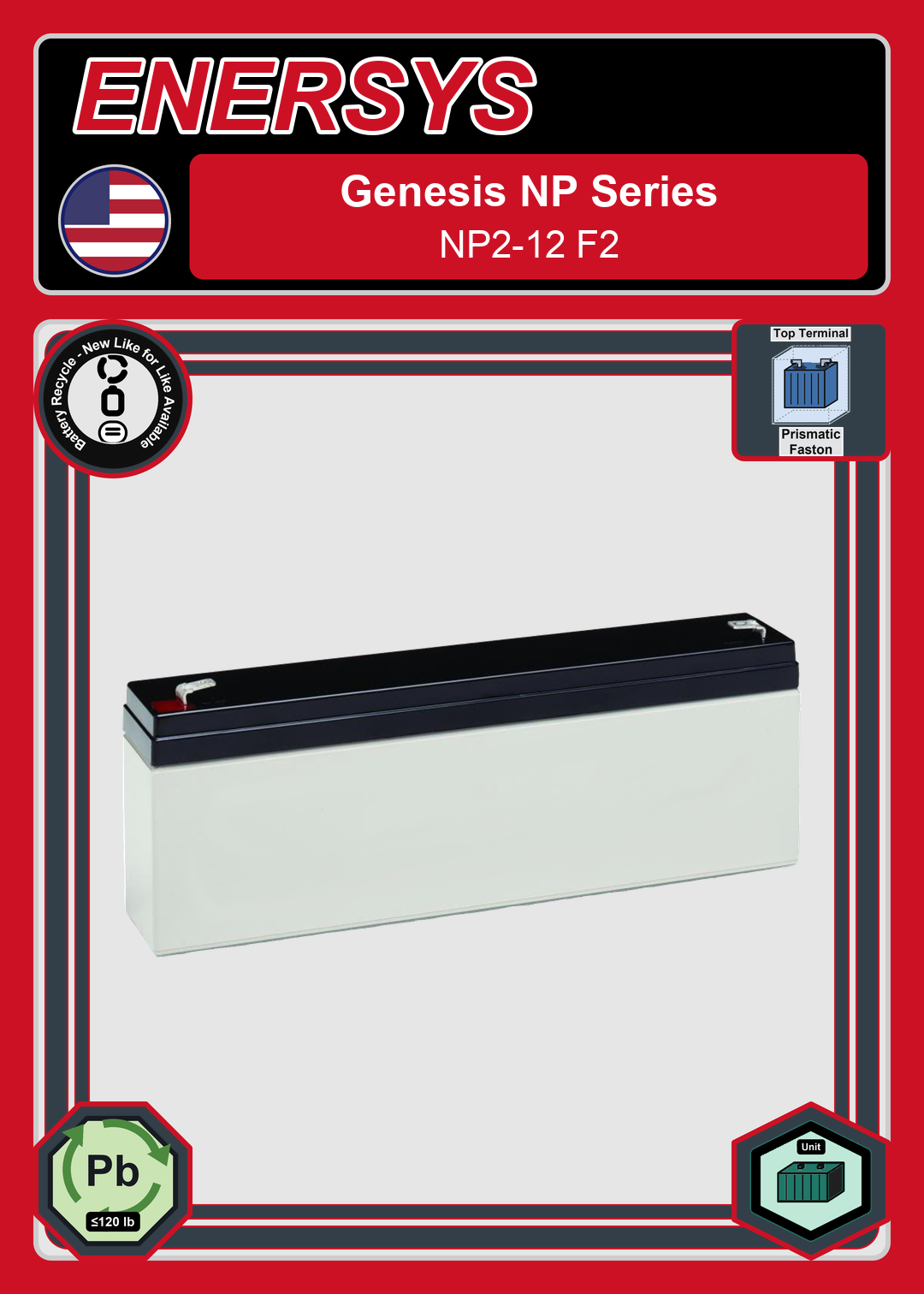 Battery Recycle Enersys Genesis NP Series NP2 12 F2