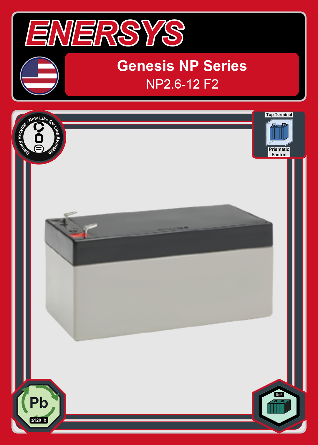 Battery Recycle Enersys Genesis NP Series NP2 6 12 F2