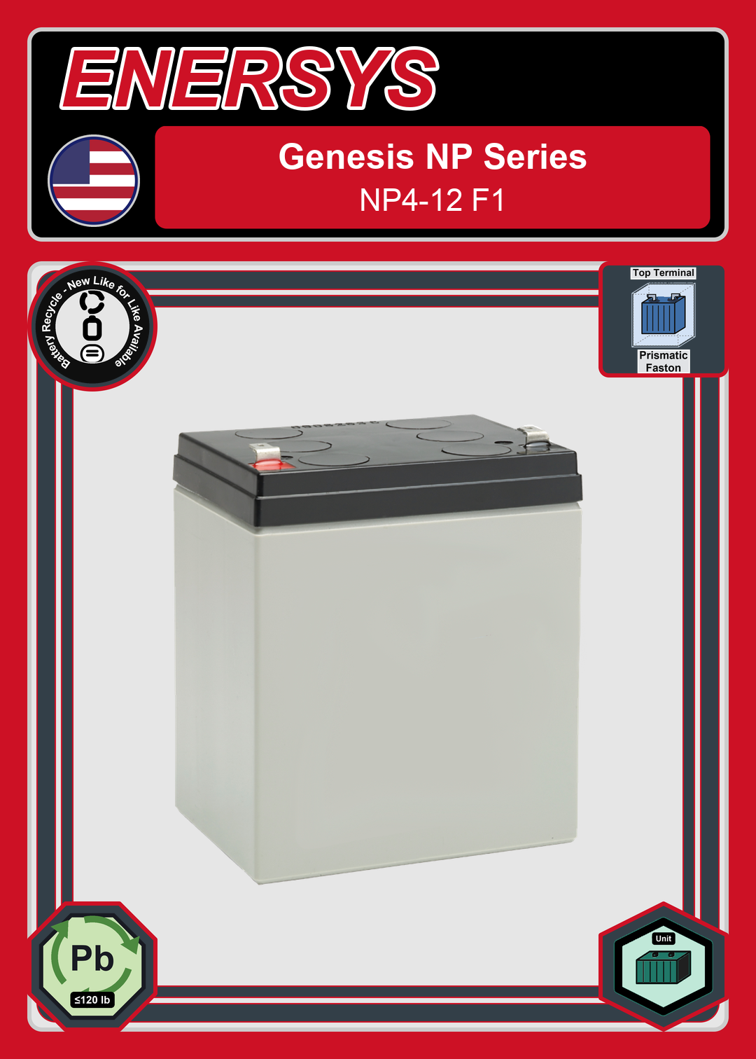 Battery Recycle Enersys Genesis NP Series NP4 12 F1