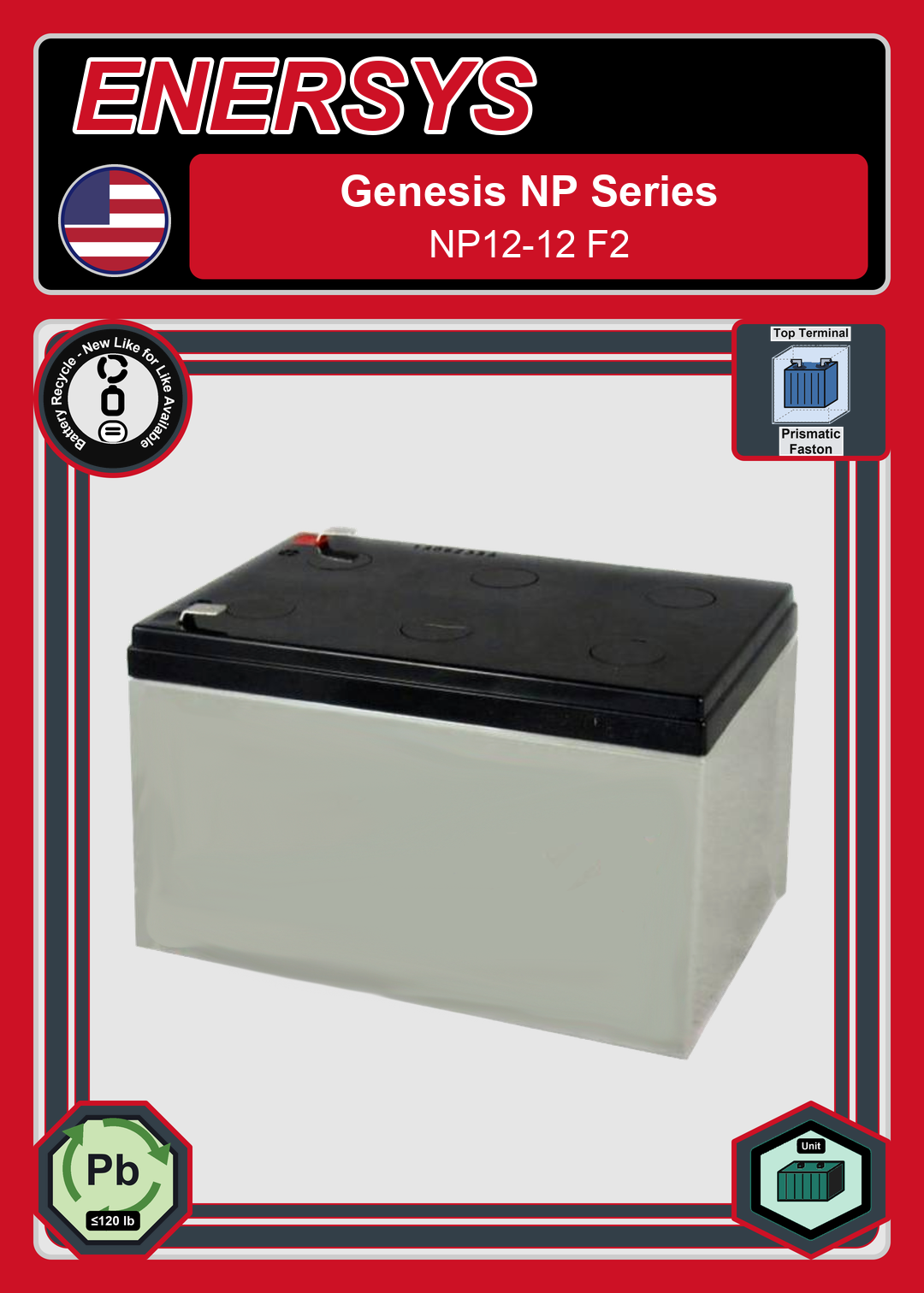 Battery Recycle Enersys Genesis NP Series NP12 12 F2
