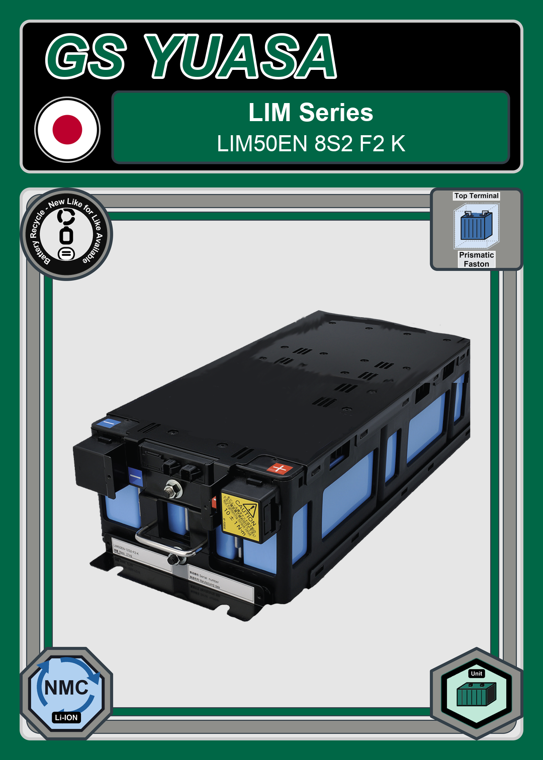 Battery Recycle GS Yuasa LIM50EN Series LIM50EN 8S2 F2 K