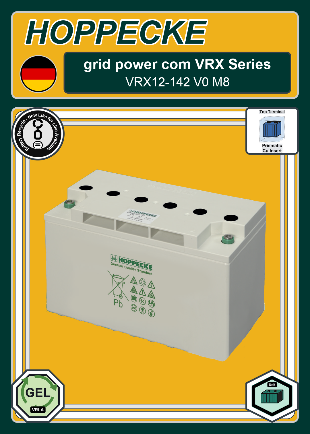 Battery Recycle Hoppecke grid power com VRX Series VRX12 142 V0 M8