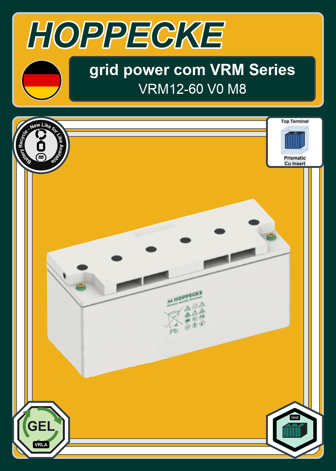 Battery Recycle Hoppecke grid power com VRM Series VRM12 60 V0 M8