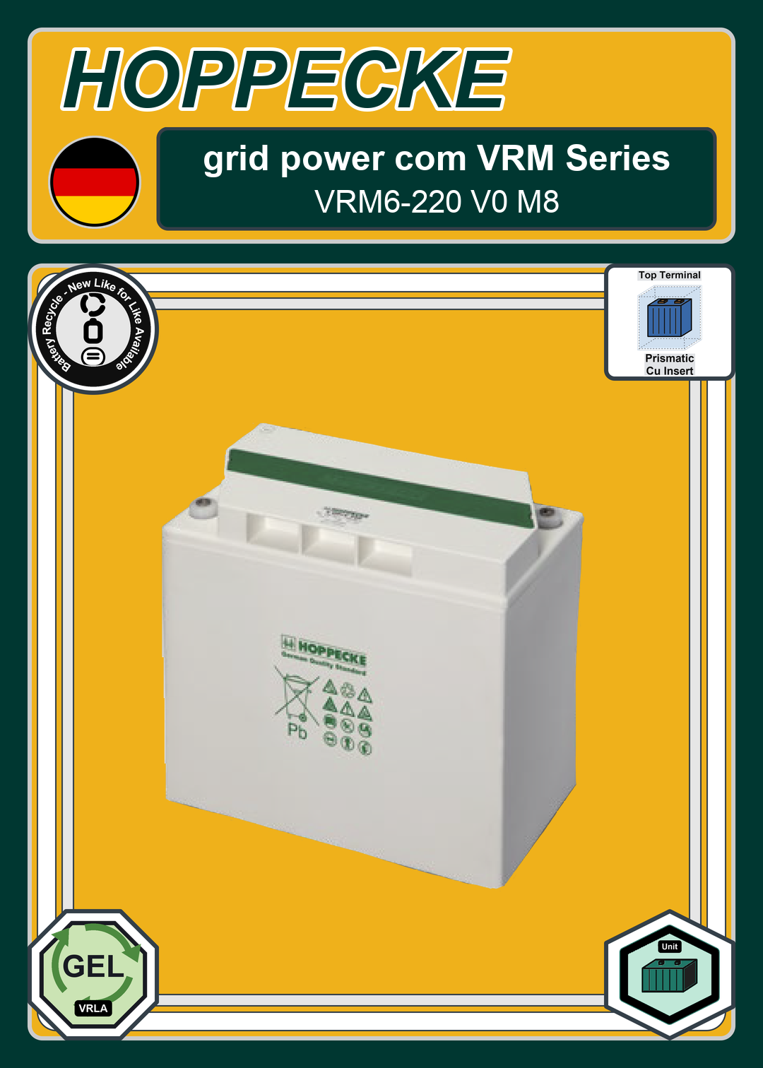 Battery Recycle Hoppecke grid power com VRM Series VRM6 220 V0 M8