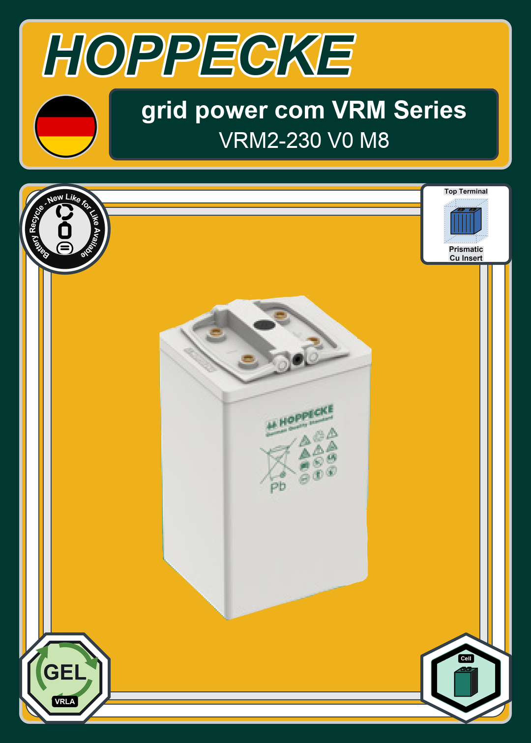 Battery Recycle Hoppecke grid power com VRM Series VRM2 230 V0 M8